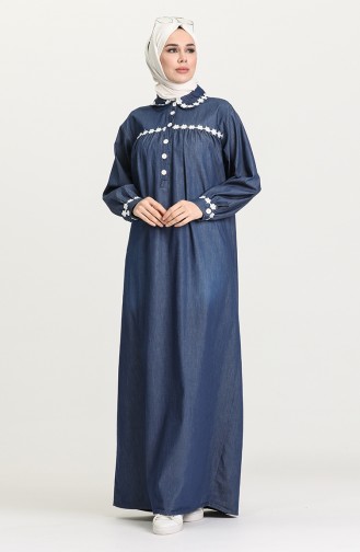 Navy Blue Hijab Dress 21Y8266-02