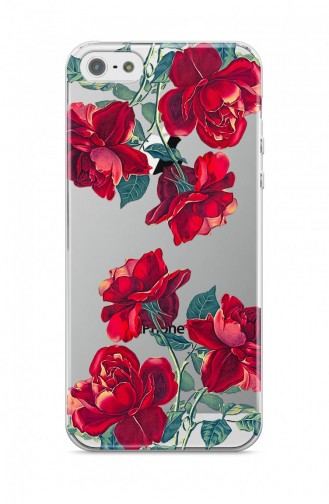 Kırmızı Çiçek Tasarımlı İphone 5 Telefon Kılıfı Fmk114