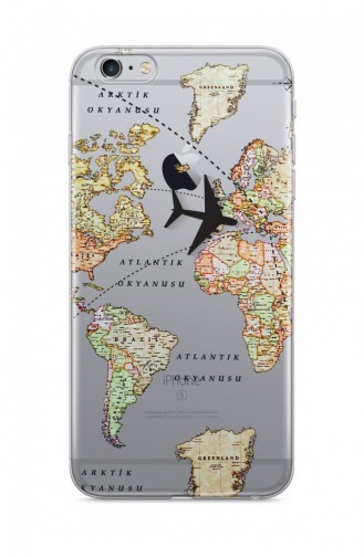 Transparan Dünya Haritası Tasarımlı İphone 6 Plus Telefon Kılıfı Wd100