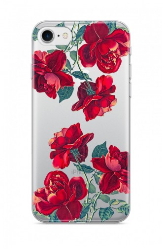 Kırmızı Çiçek Tasarımlı İphone 7 Telefon Kılıfı Fmk114