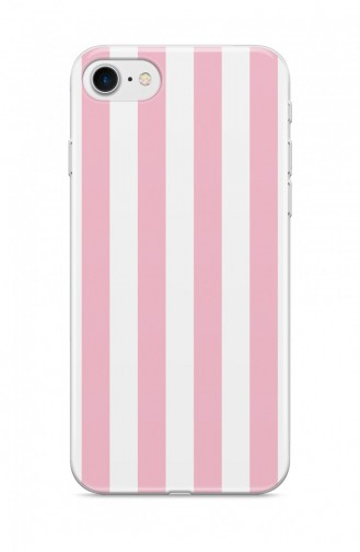 Pembe Beyaz Çizgi Tasarımlı İphone 7 Telefon Kılıfı We070