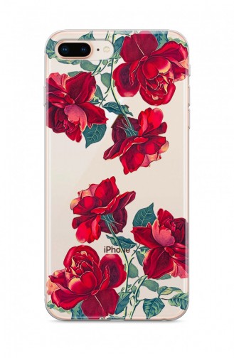 Kırmızı Çiçek Tasarımlı İphone 8 Plus Telefon Kılıfı Fmk114