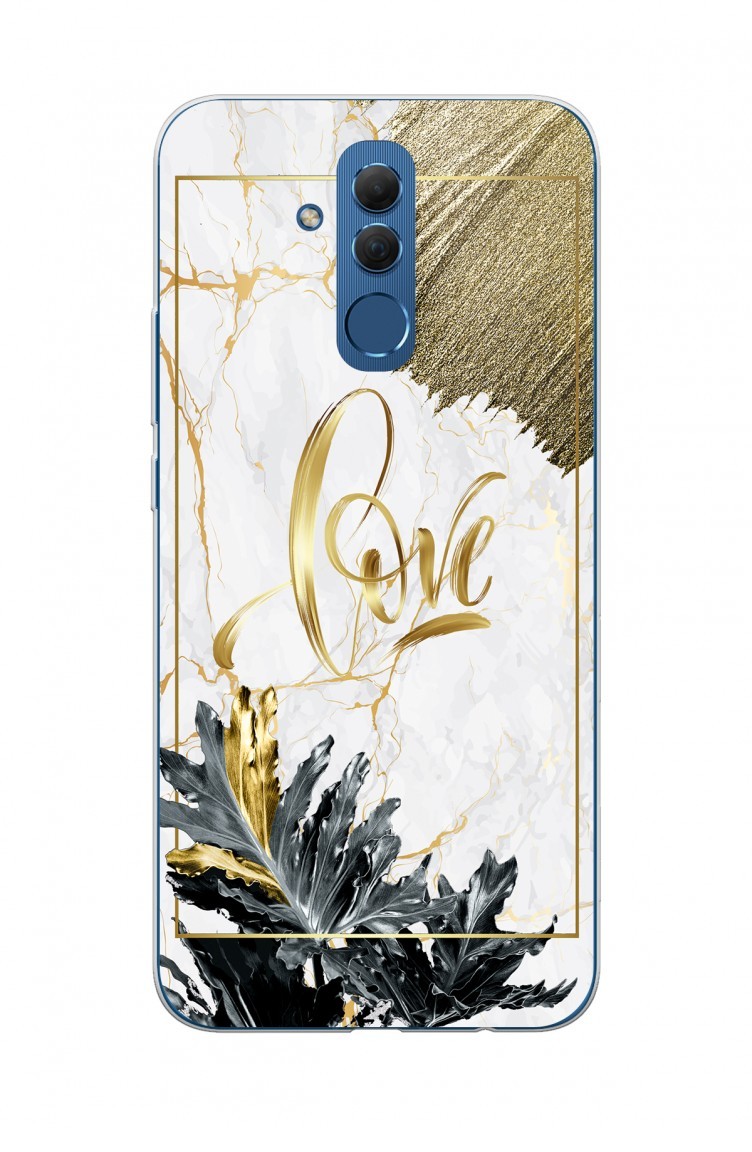 beyaz altin yaprak tasarimli huawei mate 20 lite telefon kilifi wm073