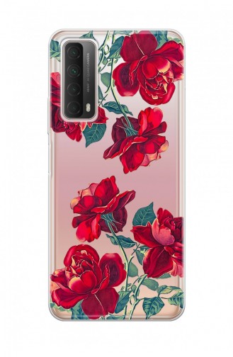 Kırmızı Çiçek Tasarımlı Huawei P Smart 2021 Telefon Kılıfı Fmk114