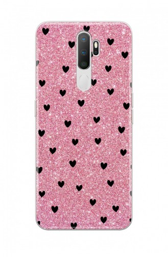 Pembe Simli Neon Kalpler Tasarımlı Oppo A5 2020 Telefon Kılıfı Wd119