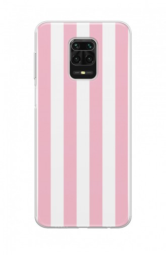 Pembe Beyaz Çizgi Tasarımlı Xiaomi Redmi Note 9 Telefon Kılıfı We070