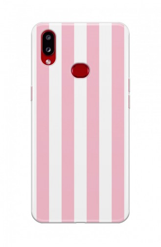 Pembe Beyaz Çizgi Tasarımlı Samsung Galaxy A10S Telefon Kılıfı We070