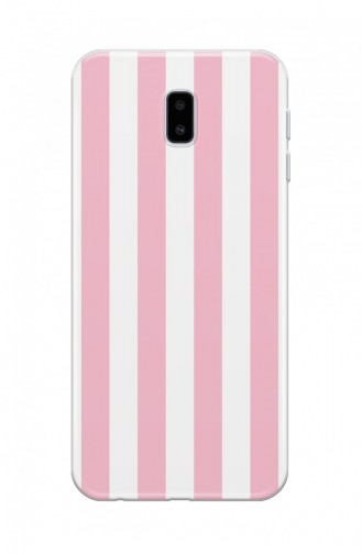 Pembe Beyaz Çizgi Tasarımlı Samsung Galaxy J6 Plus Telefon Kılıfı We070