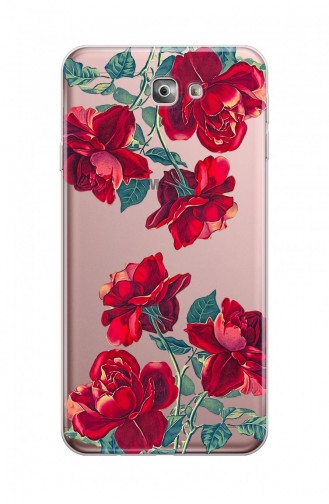 Kırmızı Çiçek Tasarımlı Samsung Galaxy J7 Prime Telefon Kılıfı Fmk114