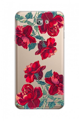 Kırmızı Çiçek Tasarımlı Samsung Galaxy J7 Prime 2 Telefon Kılıfı Fmk114