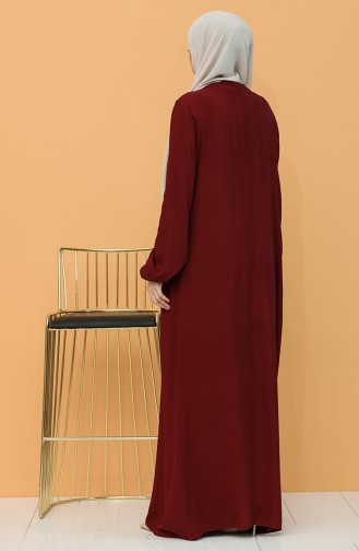 Claret Red Hijab Dress 8000-04