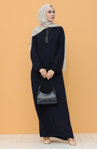 Navy Blue Hijab Dress 8000-06