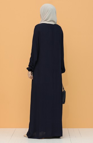 Navy Blue Hijab Dress 8000-06