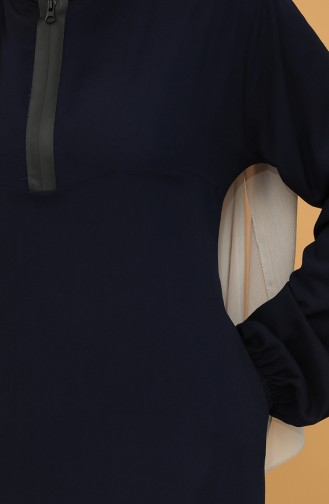 Navy Blue Hijab Dress 8000-06