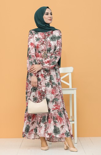 Beige-Rose Hijab Kleider 1060-04