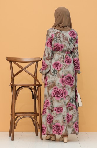 Beli Lastikli Kuşaklı Elbise 1062-04 Lila