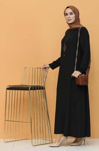 Schwarz Hijab Kleider 7002-01