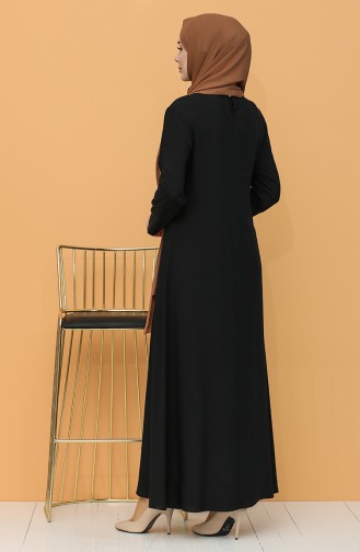 Kolyeli Elbise 7002-01 Siyah