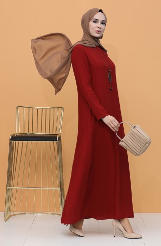 Claret Red Hijab Dress 7002-02