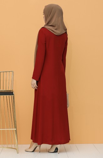Weinrot Hijab Kleider 7002-02