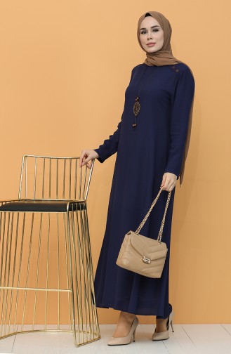 Navy Blue Hijab Dress 7002-03