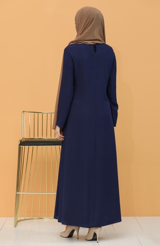 Navy Blue Hijab Dress 7002-03