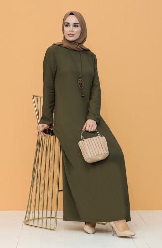 Grün Hijab Kleider 7002-04