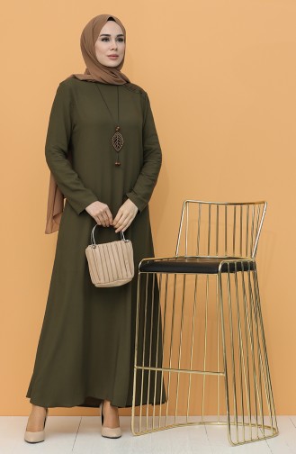Grün Hijab Kleider 7002-04