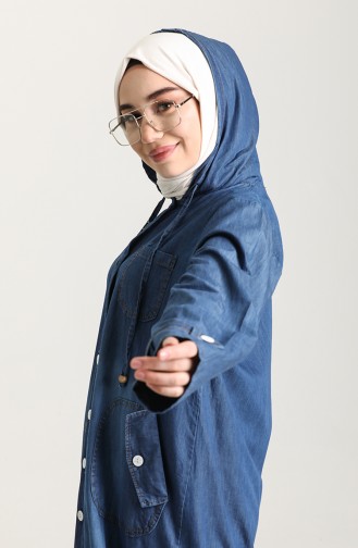 Kapüşonlu Kot Ferace 21Y8267-01 Lacivert