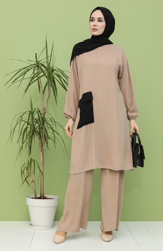 Cepli Tunik Pantolon İkili Takım 2349-06 Vizon