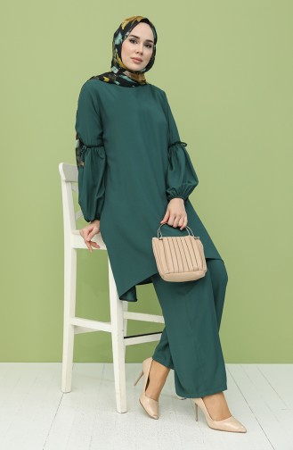 Tunik Pantolon İkili Takım 12009-01 Zümrüt Yeşili