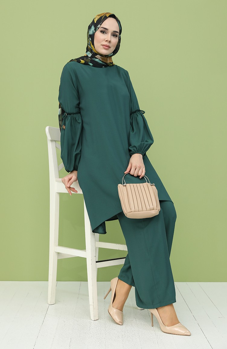 Tunik Pantolon İkili Takım 12009-01 Zümrüt Yeşili