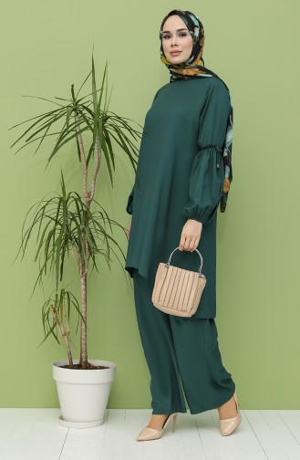 Tunik Pantolon İkili Takım 12009-01 Zümrüt Yeşili
