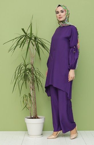 Tunik Pantolon İkili Takım 12009-02 Mor