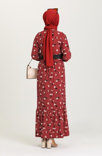 Claret Red Hijab Dress 4300-02