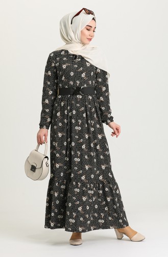 Schwarz Hijab Kleider 4300-03