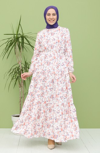 Ecru Hijab Dress 5320-02
