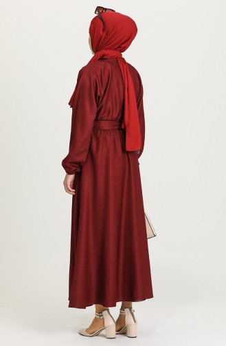 Claret Red Hijab Dress 5621-02