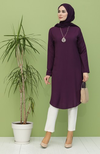 Kolyeli Tunik 5005-02 Mor