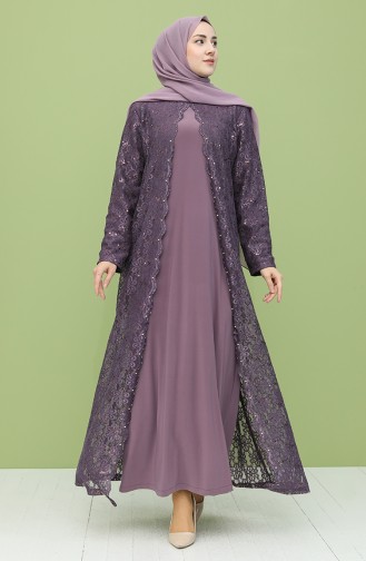 Beige-Rose Hijab-Abendkleider 3293-02
