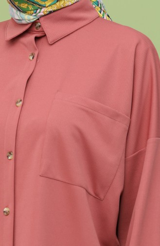 Düğmeli Cepli Tunik 1405-02 Pudra
