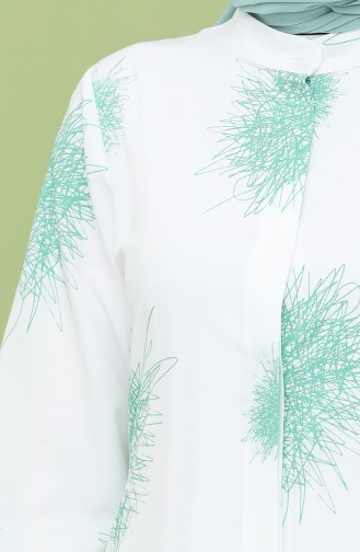 Desenli Tunik 3193-03 Zümrüt Yeşili