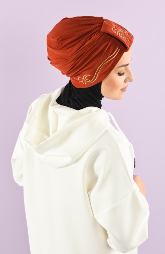 Turban Pret-a-Porter Couleur brique 9021-12