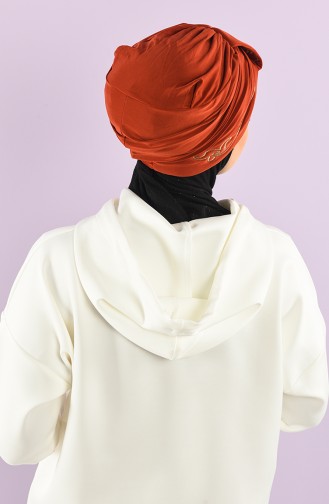 Turban Pret-a-Porter Couleur brique 9021-12