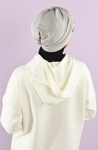 Çiçekli Çapraz Bone 9028-05 Gümüş Gri