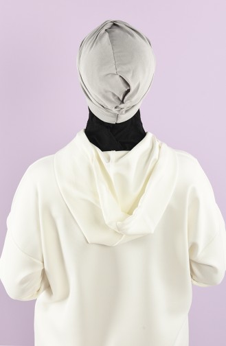 Çiçekli Çapraz Bone 9028-05 Gümüş Gri