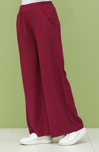 Beli lastikli Bol Paça Pantolon 4500-05 Mürdüm