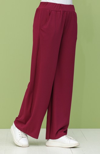 Beli lastikli Bol Paça Pantolon 4500-05 Mürdüm