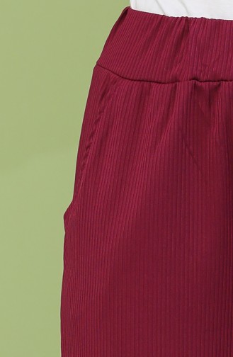 Beli lastikli Bol Paça Pantolon 4500-05 Mürdüm