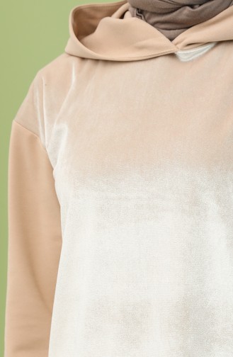 Kadife Tunik Pantolon İkili Takım 5620-05 Bej